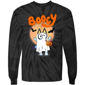 Booey Halloween Spooky Season Funny For Kids Tie-Dye Long Sleeve Shirt