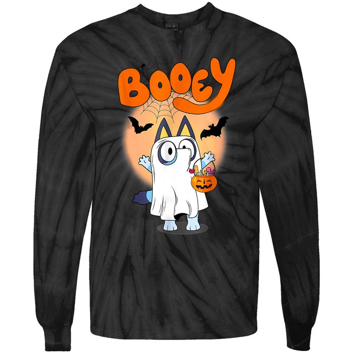 Booey Halloween Spooky Season Funny For Kids Tie-Dye Long Sleeve Shirt