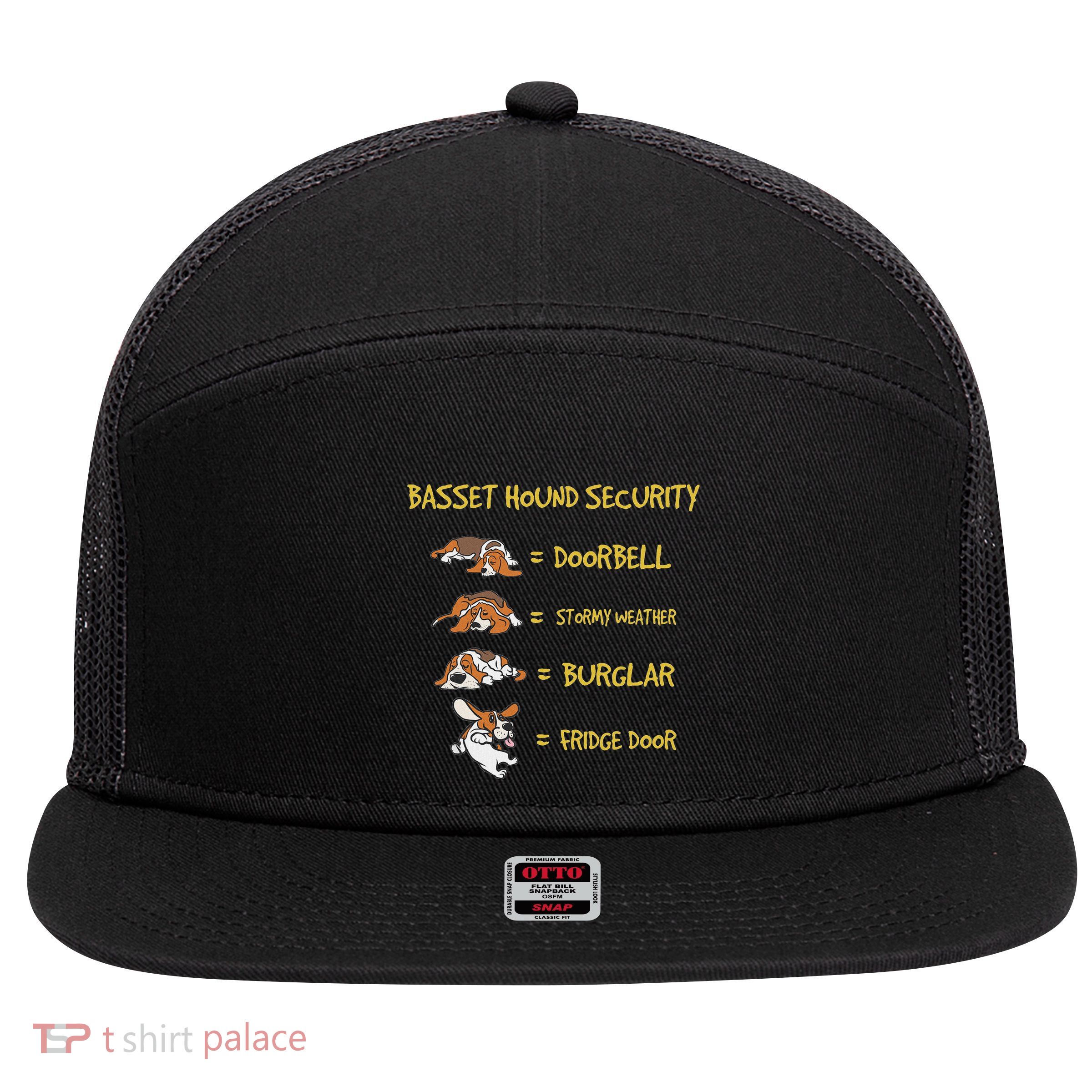 Basset Hound Security Gifts Funny Costume For Clothing 7 Panel Mesh Trucker Snapback Hat