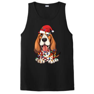 Basset Hound Santa Christmas Lights Dog Lover Xmas Pajama  PosiCharge Competitor Tank