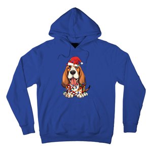 Basset Hound Santa Christmas Lights Dog Lover Xmas Pajama  Hoodie