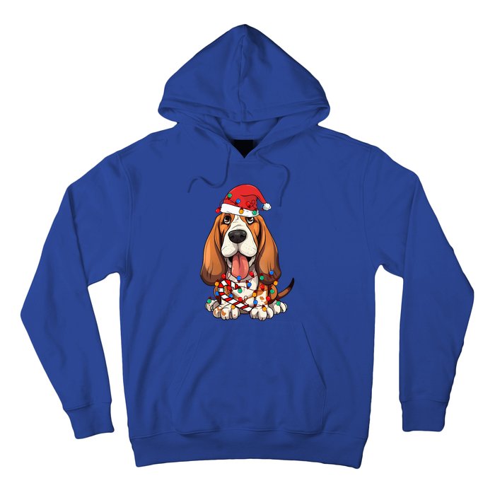 Basset Hound Santa Christmas Lights Dog Lover Xmas Pajama  Hoodie