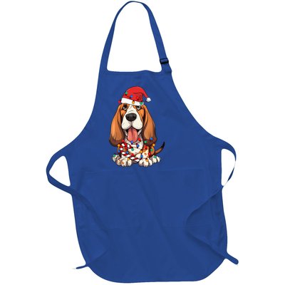 Basset Hound Santa Christmas Lights Dog Lover Xmas Pajama  Full-Length Apron With Pockets