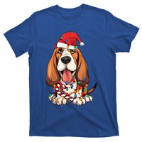 Basset Hound Santa Christmas Lights Dog Lover Xmas Pajama  T-Shirt