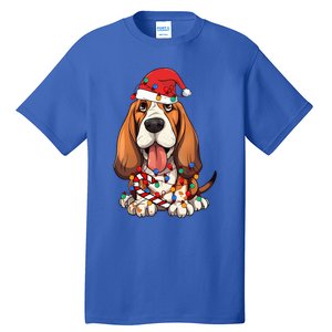 Basset Hound Santa Christmas Lights Dog Lover Xmas Pajama  Tall T-Shirt