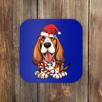 Basset Hound Santa Christmas Lights Dog Lover Xmas Pajama  Coaster