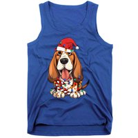 Basset Hound Santa Christmas Lights Dog Lover Xmas Pajama  Tank Top