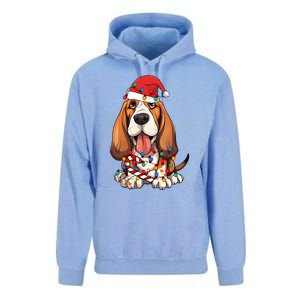 Basset Hound Santa Christmas Lights Dog Lover Xmas Pajama  Unisex Surf Hoodie