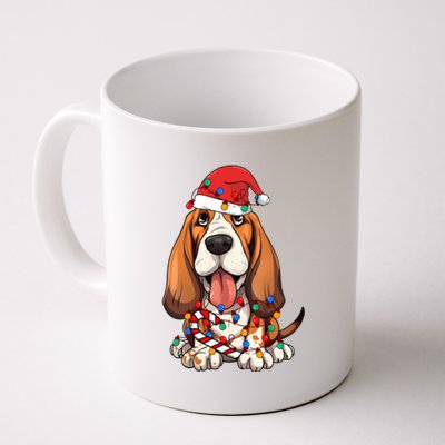 Basset Hound Santa Christmas Lights Dog Lover Xmas Pajama  Coffee Mug