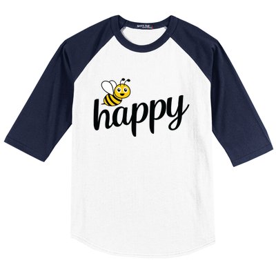 Bee Happy Summer Baseball Sleeve Shirt