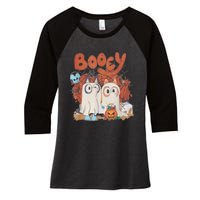 Booey Halloween Spooky Season Funny Women's Tri-Blend 3/4-Sleeve Raglan Shirt