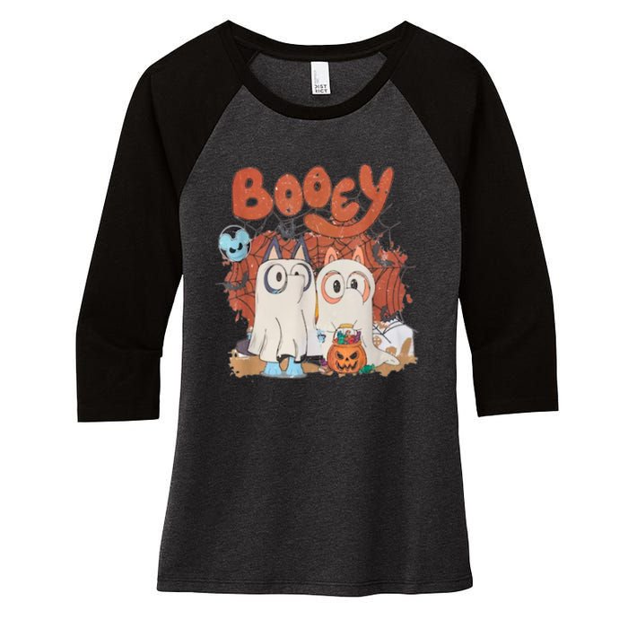 Booey Halloween Spooky Season Funny Women's Tri-Blend 3/4-Sleeve Raglan Shirt