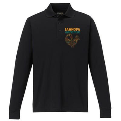 Black History Sankofa African Bird Juneteenth Gift Performance Long Sleeve Polo