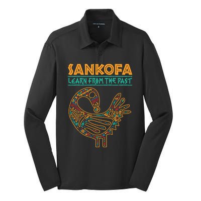 Black History Sankofa African Bird Juneteenth Gift Silk Touch Performance Long Sleeve Polo