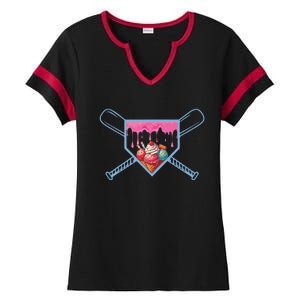 Baseball Home Social Club For Boy Ice Cream Drip Ladies Halftime Notch Neck Tee