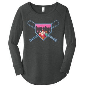 Baseball Home Social Club For Boy Ice Cream Drip Women's Perfect Tri Tunic Long Sleeve Shirt