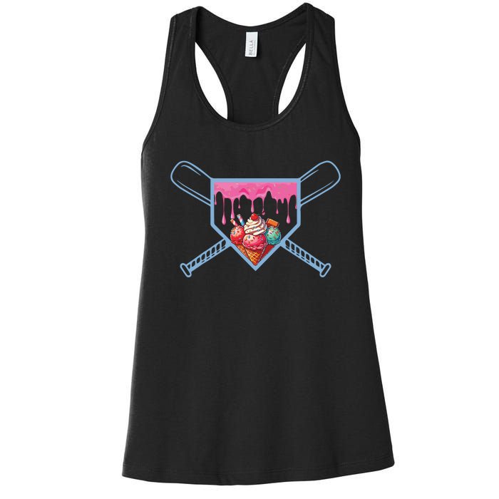 Baseball Home Social Club For Boy Ice Cream Drip Women's Racerback Tank