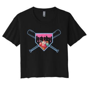 Baseball Home Social Club For Boy Ice Cream Drip Women's Crop Top Tee