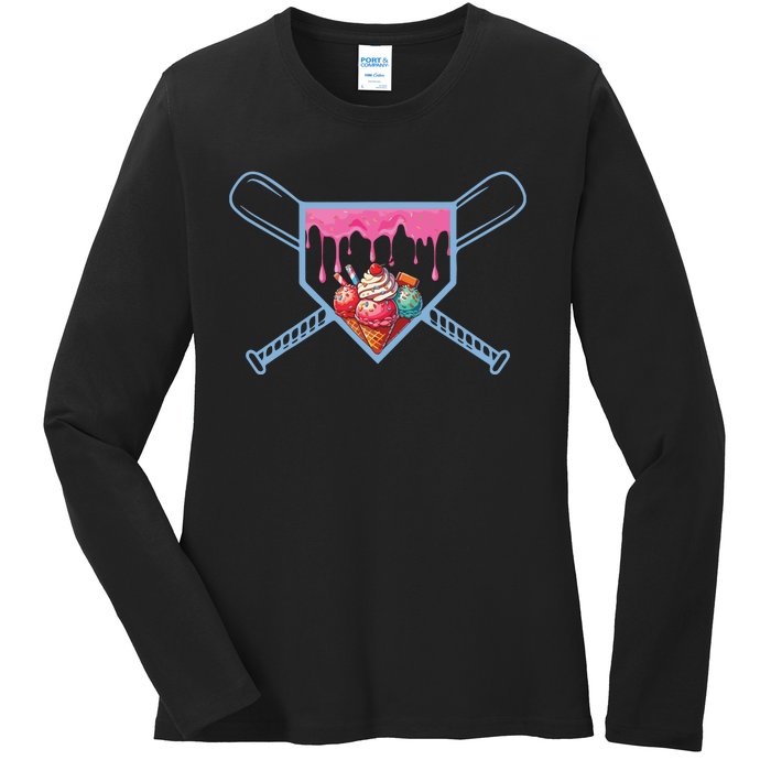 Baseball Home Social Club For Boy Ice Cream Drip Ladies Long Sleeve Shirt