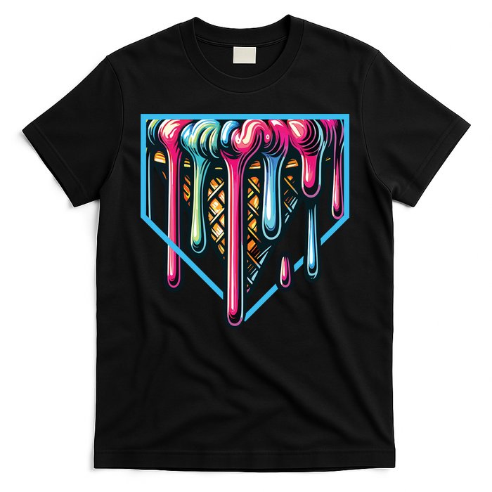 Baseball Home Social Club For Boy Ice Cream Drip T-Shirt
