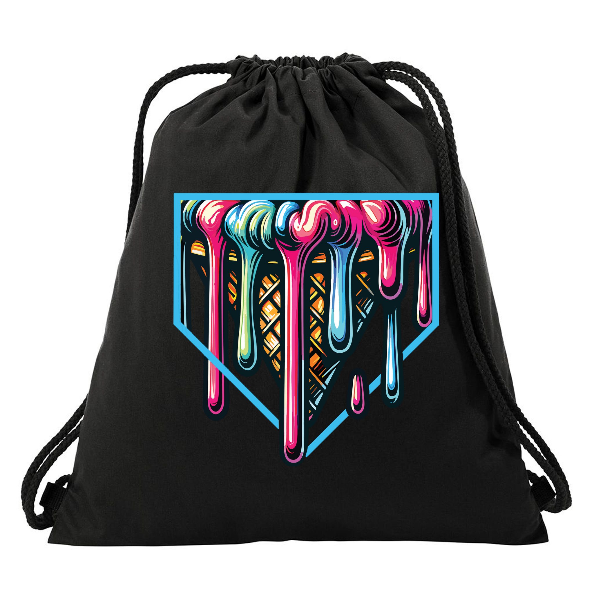 Baseball Home Social Club For Boy Ice Cream Drip Drawstring Bag