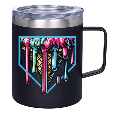 Baseball Home Social Club For Boy Ice Cream Drip 12oz Stainless Steel Coffee Mug