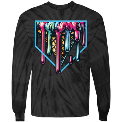 Baseball Home Social Club For Boy Ice Cream Drip Tie-Dye Long Sleeve Shirt
