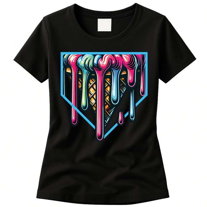 Baseball Home Social Club For Boy Ice Cream Drip Womens T-Shirt