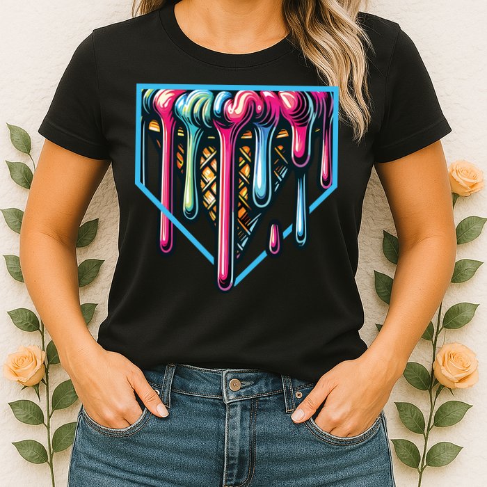 Baseball Home Social Club For Boy Ice Cream Drip Womens T-Shirt