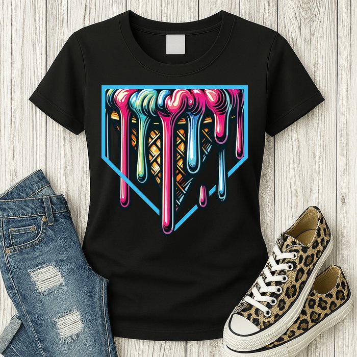 Baseball Home Social Club For Boy Ice Cream Drip Womens T-Shirt