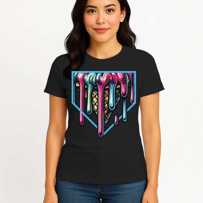 Baseball Home Social Club For Boy Ice Cream Drip Womens T-Shirt