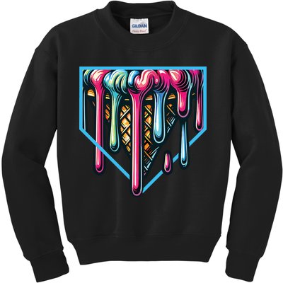 Baseball Home Social Club For Boy Ice Cream Drip Kids Sweatshirt
