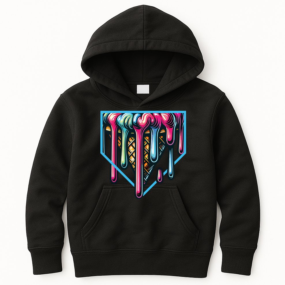 Baseball Home Social Club For Boy Ice Cream Drip Kids Hoodie