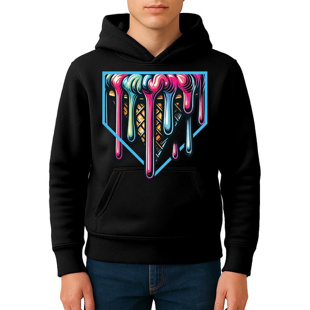 Baseball Home Social Club For Boy Ice Cream Drip Kids Hoodie