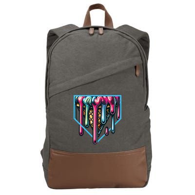 Baseball Home Social Club For Boy Ice Cream Drip Cotton Canvas Backpack