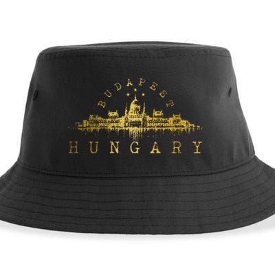 Budapest Hungary Skyline Souvenir Vintage Sustainable Bucket Hat