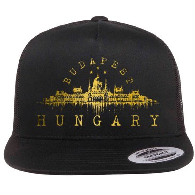 Budapest Hungary Skyline Souvenir Vintage Flat Bill Trucker Hat