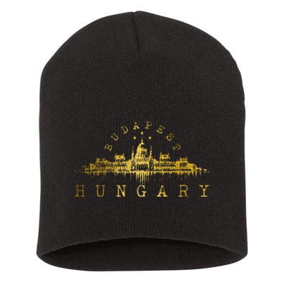 Budapest Hungary Skyline Souvenir Vintage Short Acrylic Beanie