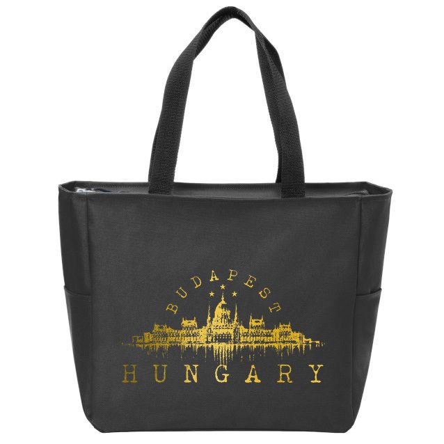Budapest Hungary Skyline Souvenir Vintage Zip Tote Bag