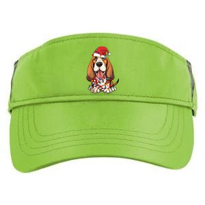 Basset Hound Santa Christmas Lights Dog Lover Xmas Pajama Adult Drive Performance Visor