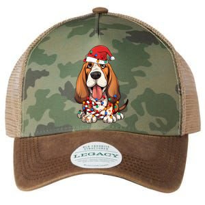 Basset Hound Santa Christmas Lights Dog Lover Xmas Pajama Legacy Tie Dye Trucker Hat