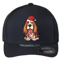 Basset Hound Santa Christmas Lights Dog Lover Xmas Pajama Flexfit Unipanel Trucker Cap