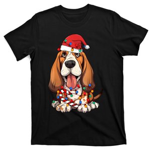 Basset Hound Santa Christmas Lights Dog Lover Xmas Pajama T-Shirt