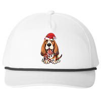 Basset Hound Santa Christmas Lights Dog Lover Xmas Pajama Snapback Five-Panel Rope Hat