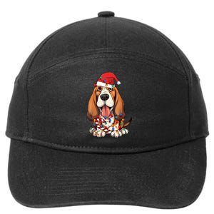 Basset Hound Santa Christmas Lights Dog Lover Xmas Pajama 7-Panel Snapback Hat