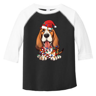 Basset Hound Santa Christmas Lights Dog Lover Xmas Pajama Toddler Fine Jersey T-Shirt