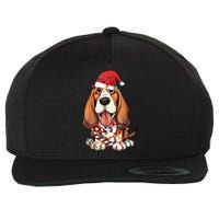 Basset Hound Santa Christmas Lights Dog Lover Xmas Pajama Wool Snapback Cap