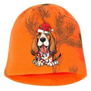 Basset Hound Santa Christmas Lights Dog Lover Xmas Pajama Kati - Camo Knit Beanie