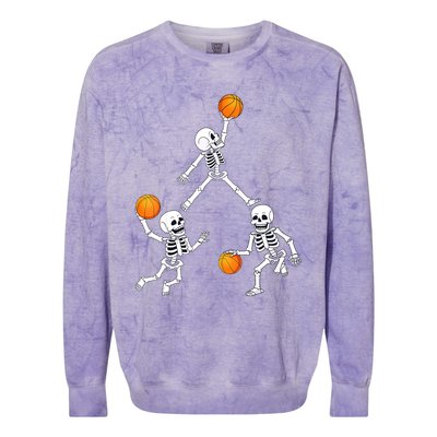 Basketball Halloween Skeleton Dunking Dribble Boys Teen Colorblast Crewneck Sweatshirt