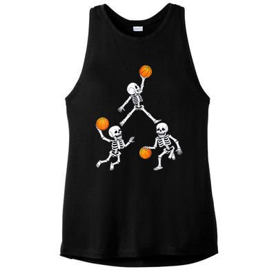 Basketball Halloween Skeleton Dunking Dribble Boys Teen Ladies PosiCharge Tri-Blend Wicking Tank